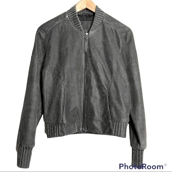 Vintage Cigno Nero Leather Suede Zip Up Jacket Gray Size Small - Picture 1 of 15